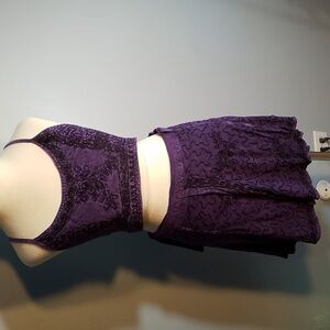 Halter and Wrap Skirt Set India Embroidered Purple Free Size